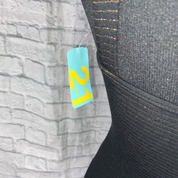 Forever 21 brand new bodycon stripe tank w/shimmer stripes, drape rouge top sz L - Picture 7 of 8